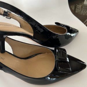 ANTONIO MELANI Black Patent Leather Slingback Pump
